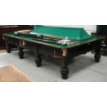 A mahogany framed full size snooker / billiards table by Burroughes & Watts Ltd of London,