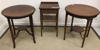 An Edwardian mahogany and inlaid circular occasional table on square tapered legs united by an