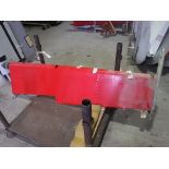 A pair of aeroplane tail elevator sections (probably Devon), red painted, 245 cm long,