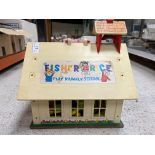 A Lundby two section dolls house and collection of various accessories together with a garage