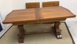 A modern cherry wood coffee table,