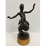 CECIL THOMAS (1885-1976) "Nymph of the wave", a chocolate patinated bronze study,