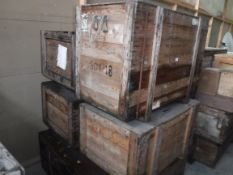 Five aeronautical wooden crates,