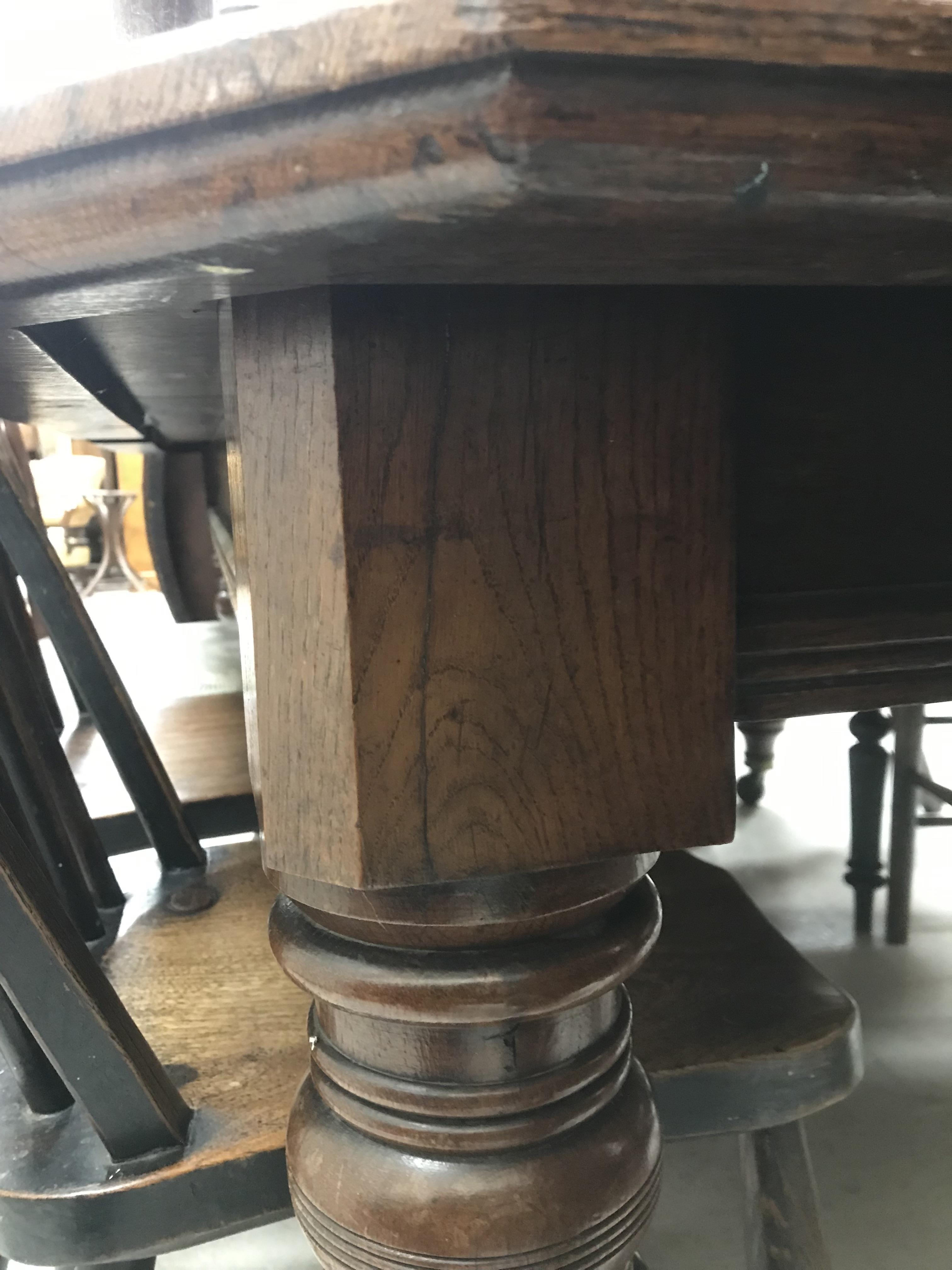 A Victorian oak extending dining table, - Image 15 of 41