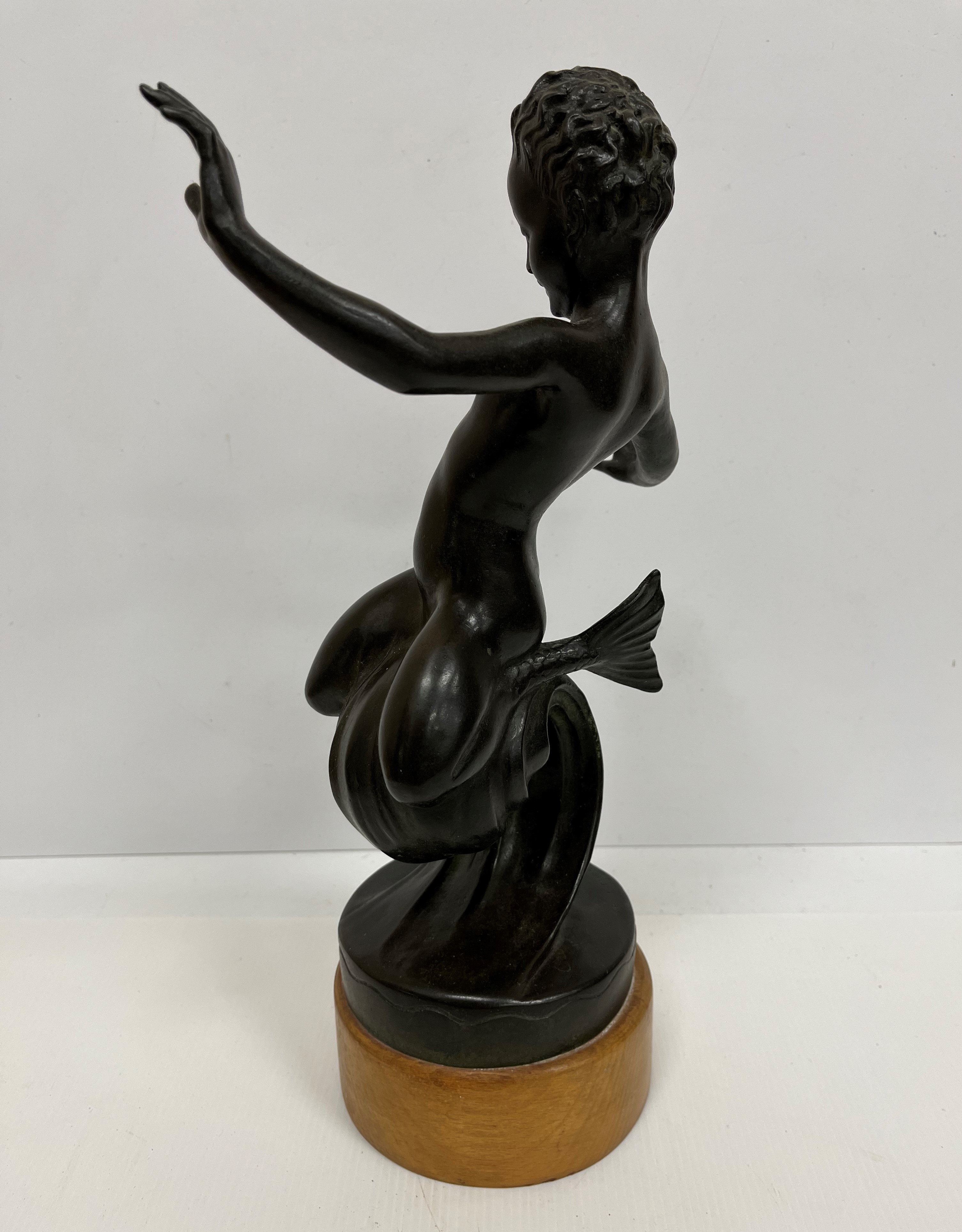 CECIL THOMAS (1885-1976) "Nymph of the wave", a chocolate patinated bronze study, - Image 3 of 4