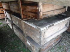 Three aeronautical wooden crates, largest 313 cm x 88.5 cm x 32.