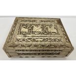 A 19th Century Anglo-Indian carved and pierced bone panelled decorated box,