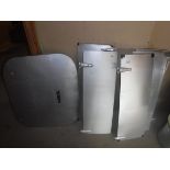 Five similar aeronautical aluminium flaps / covers, approx 34 cm x 89.