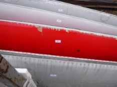 A pale grey painted aircraft tail fin section inscribed "Titanine DTD5599",