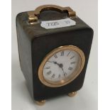 An early 20th Century French tortoiseshell cased and 9 carat gold mounted bedside clock,