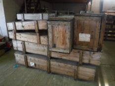 Nine aeronautical wooden crates largest 229 cm x 76 cm x 44 cm high