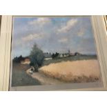 AFTER MARCEL DYF "Mother and child on a roadway" colour print,