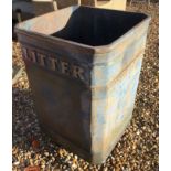 A cast iron bin of square form with canted corners, inscribed "Litter" to two sides, 50.