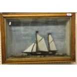 E N GEDDES "Three masted ship" naive study of a ship in full sail, gouche on paper,