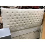 A modern cream buttoned upholstered headboard 212 cm wide x 132 cm high