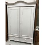 A modern pine cream painted armoire,