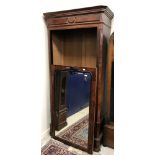 A 19th Century French amboyna and rosewood veneered single mirror door wardrobe with drawer,
