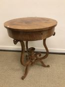 A 19th Century Biedermeier cherry wood sewing / work table,