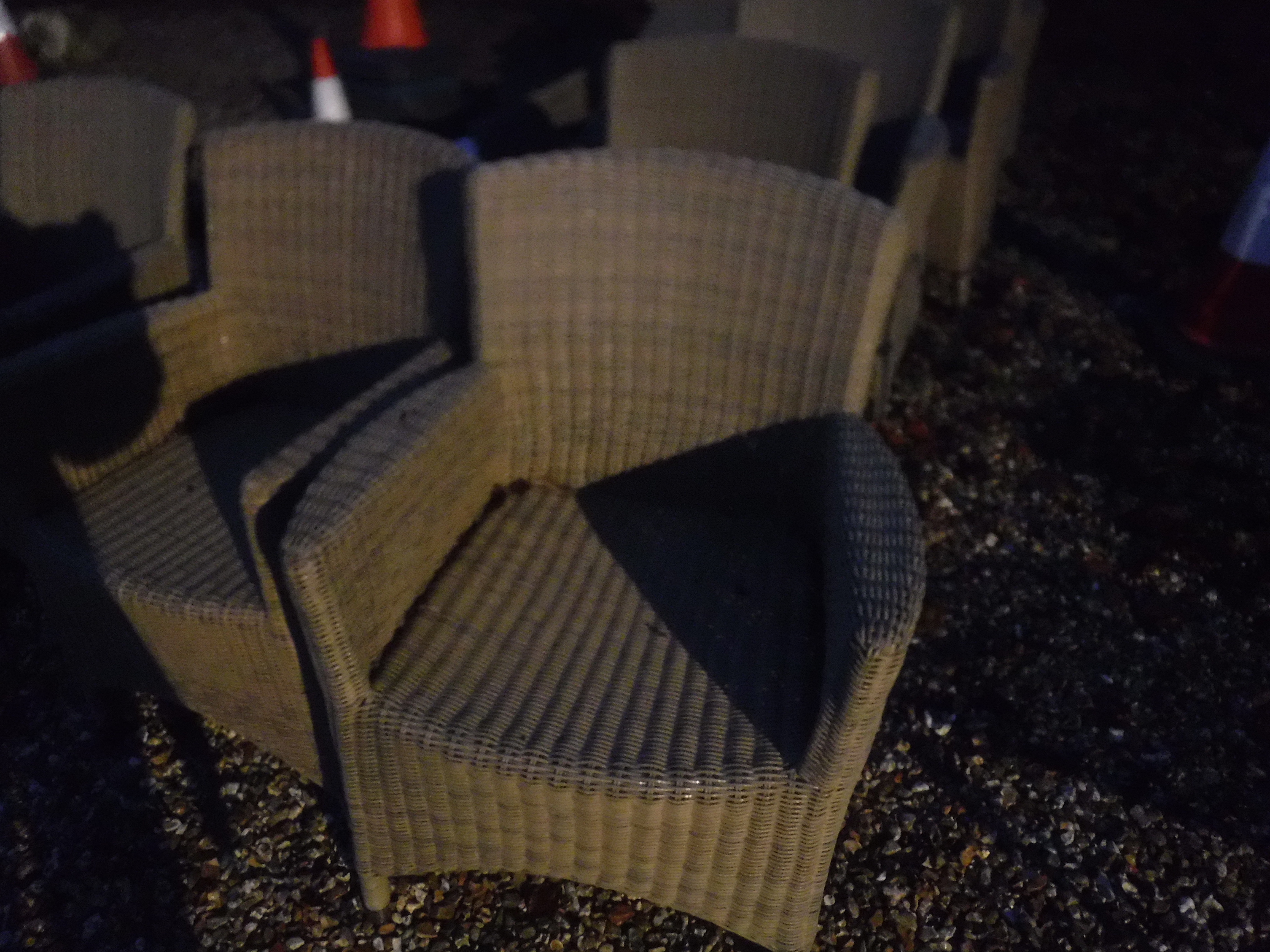 A set of eight simulated canework arm chairs (weathered) and matching lounger CONDITION - Image 4 of 8