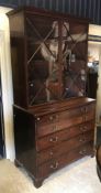 A George III mahogany secretaire bookcas