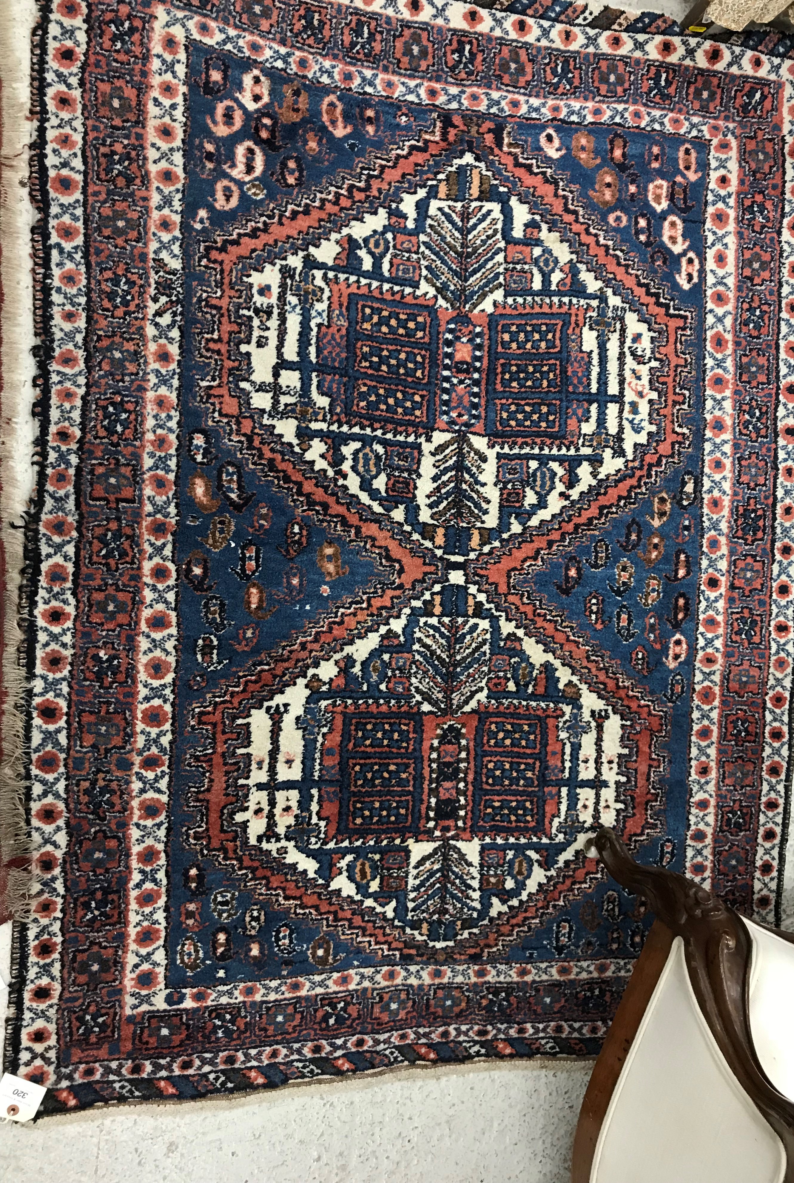 An Afshar rug, the central panel set wit