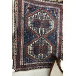 An Afshar rug, the central panel set wit