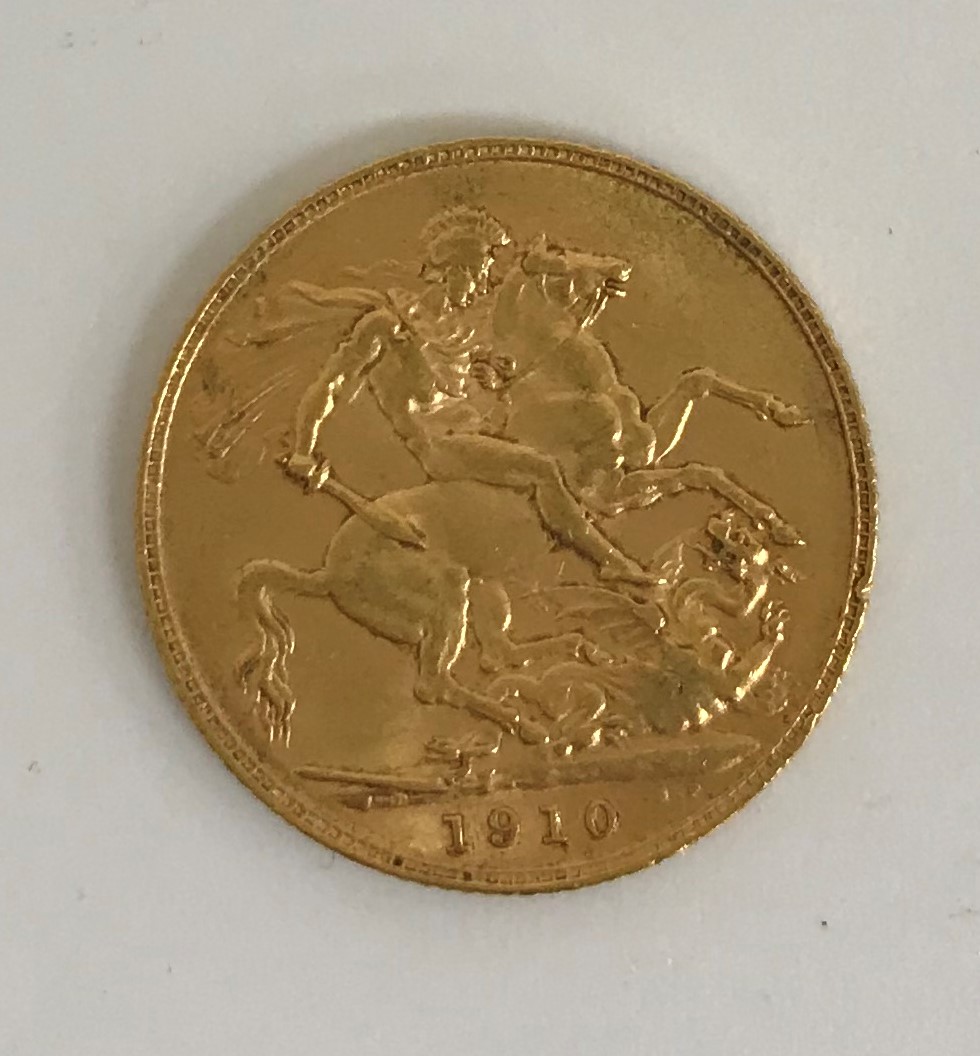 A 1910 Edward VII gold sovereign