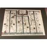 AFTER JOHN OGILBY “The road from Bristoll to Worcester” black and white engraved strip map,