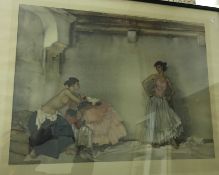 AFTER SIR WILLIAM RUSSELL FLINT "Casilda's white petticoat" colour print published by Frost & Reed