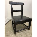 A 19th Century Provincial Welsh painted bar back chair with panel seat on square tapered legs