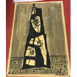JOSE LUIS CABALLERO (1916-1991) "Tower", monochrome pen and ink and wash, signed lower right,