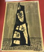JOSE LUIS CABALLERO (1916-1991) "Tower", monochrome pen and ink and wash, signed lower right,