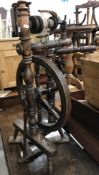 A 19th Century treen ware spinning wheel of typical form,