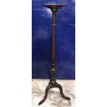 A collection of furniture comprising a circa 1900 mahogany jardiner stand raised on tripod base,