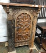An oak dwarf cupboard in the medieval manner,