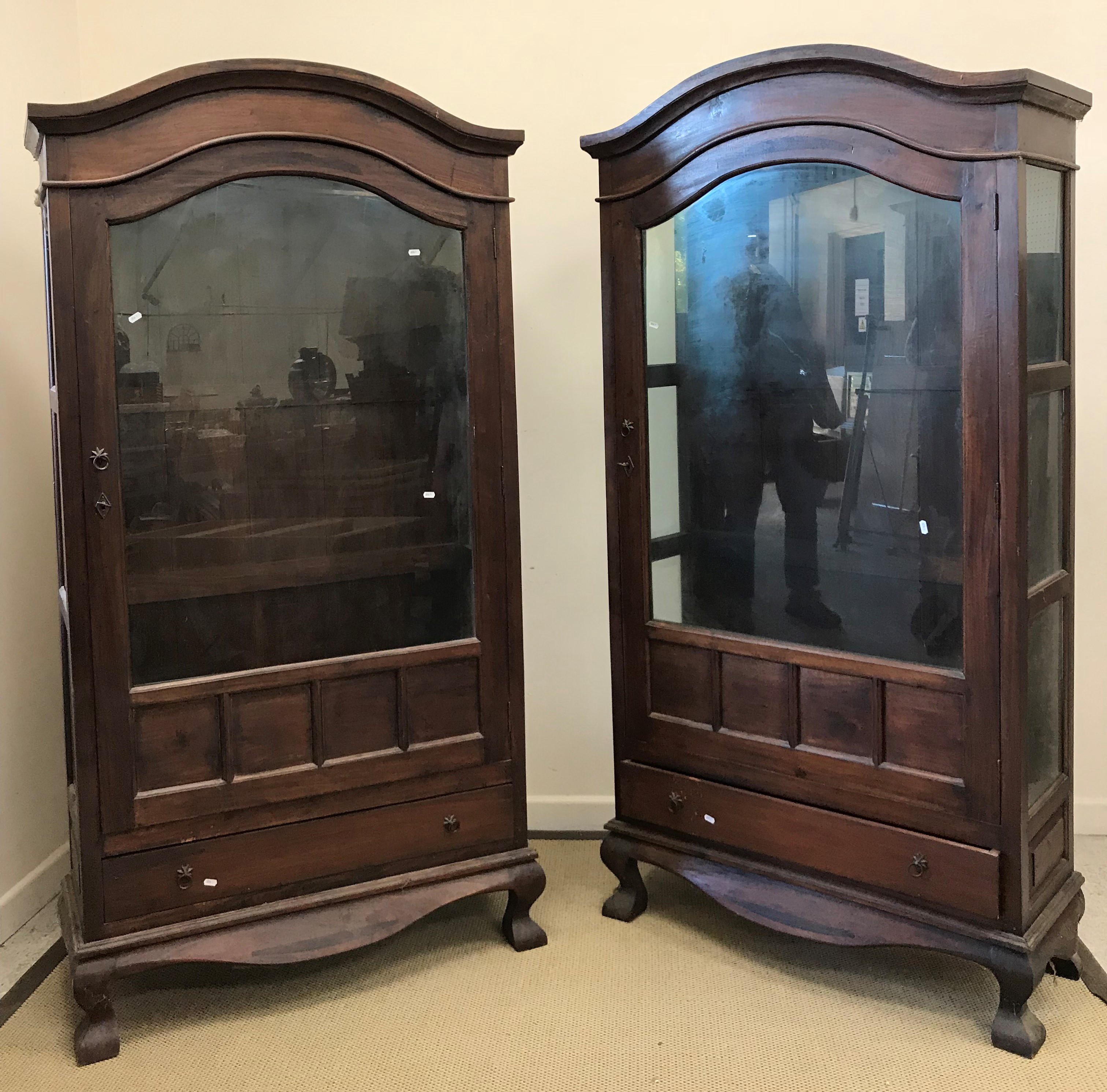 A pair of modern mahogany display cabinets in the 19th Century style, - Image 2 of 2