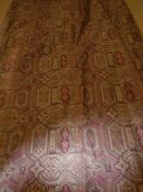 Two pairs of Laura Ashley tapestry weave interlined curtains in burgundy and gold colour way with