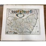 AFTER JOHANNES BLAUE “Svffolcia/Svffolke” a black and white engraved map, later coloured,