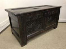 An 18th Century oak coffer of small proportions,