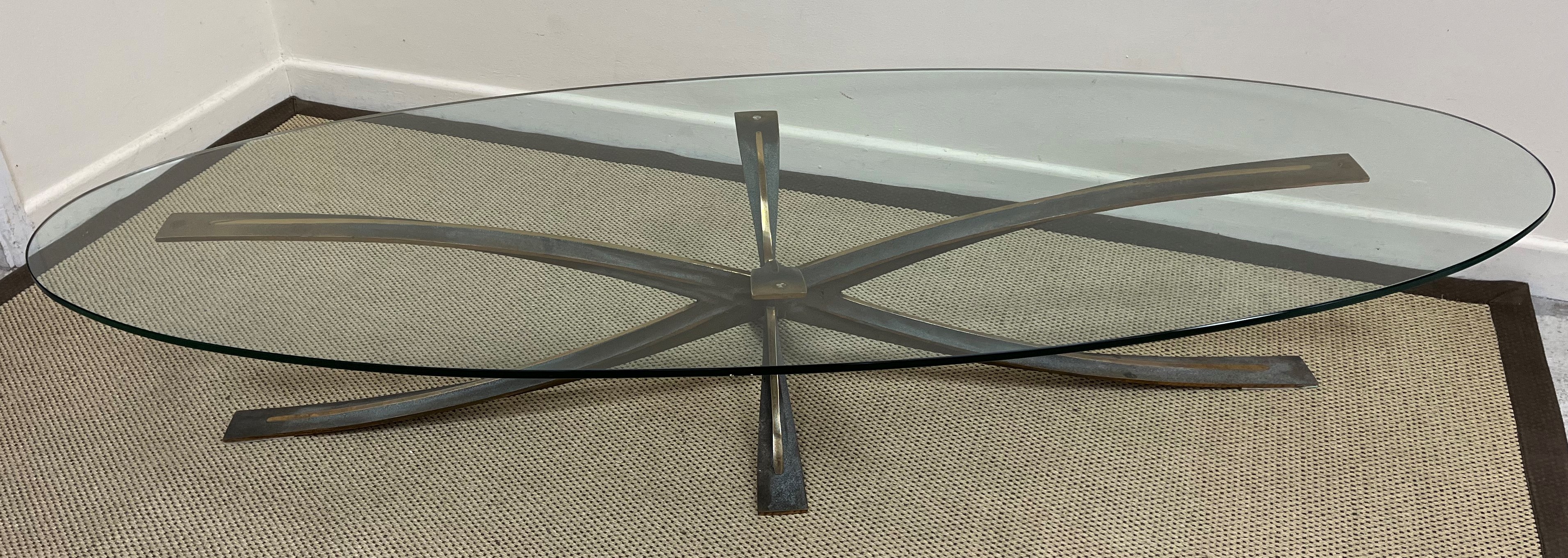 A bronze 'Spider' coffee table with oval glass top designed by Michel Mangematin and Roger Bruny, - Image 4 of 23