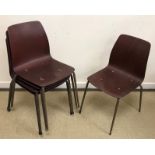 A set of ten vintage stacking chairs, th