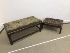 An 18th Century oak stool, the needlewor