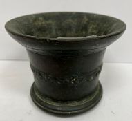 A 17th Century bronze mortar of plain fo