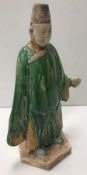 A Chinese terracotta man with green and