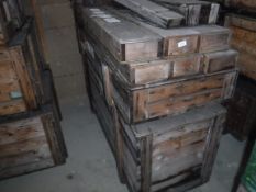 Eleven aeronautical wooden crates, large