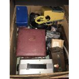 Two boxes of various camera cases, bags