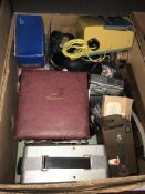 Two boxes of various camera cases, bags