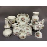 Hammersley china Howard Sprays strawberry basket, sugar and cream, teapot, planter, sugar caster,