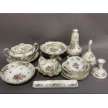 Hammersley china Dresden Sprays including two handled lidded sugar bowl, table bell, sugar caster,