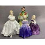 A Royal Doulton figure: Marie, another Affection, Heather and a Gibsons Burslem Pottery figure of